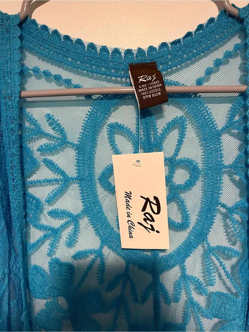 Raj Turquoise Sheer Lace Swim Coverup Kimono
